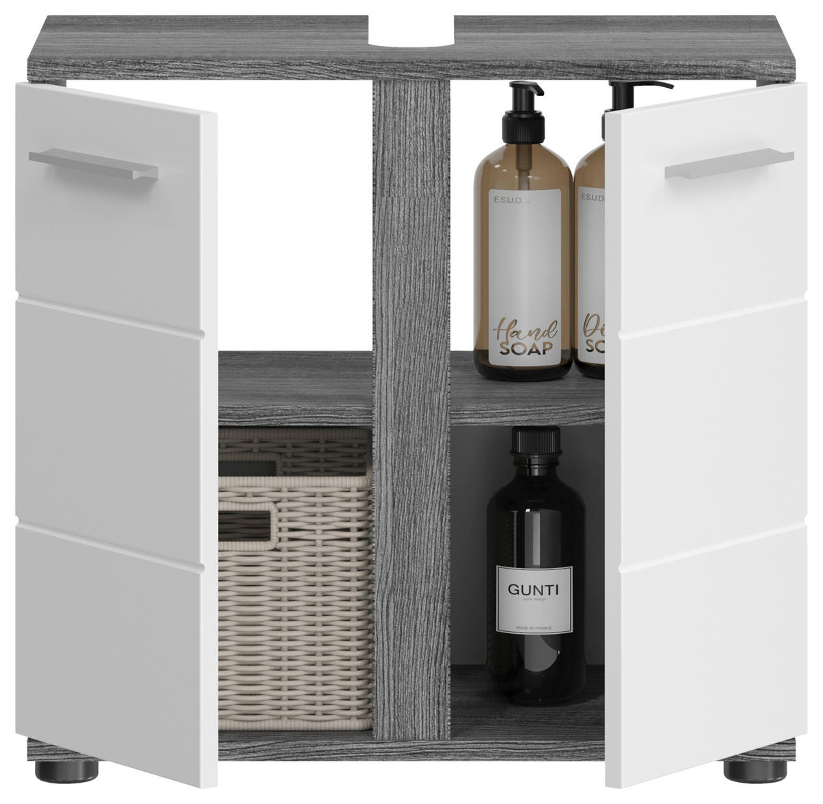OMARICA ZA POD UMIVALNIK 60/57/34 cm  - siva/bela, Moderno, leseni material (60/57/34cm) - MID.YOU