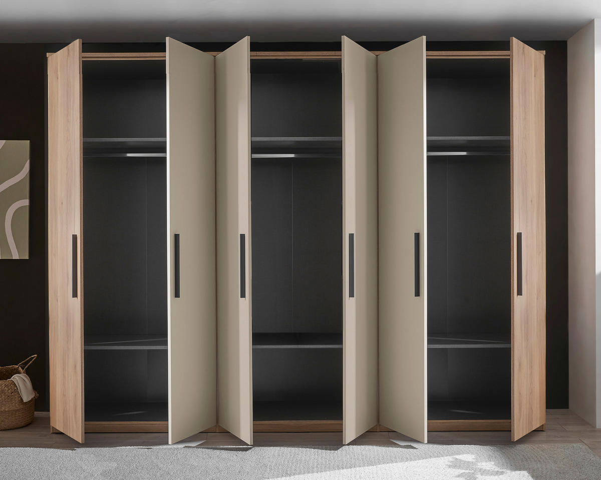 DREHTÜRENSCHRANK in Eichefarben, Kaschmir  - Kaschmir/Eichefarben, Design, Holzwerkstoff/Metall (300,5/227,7/60cm) - Xora