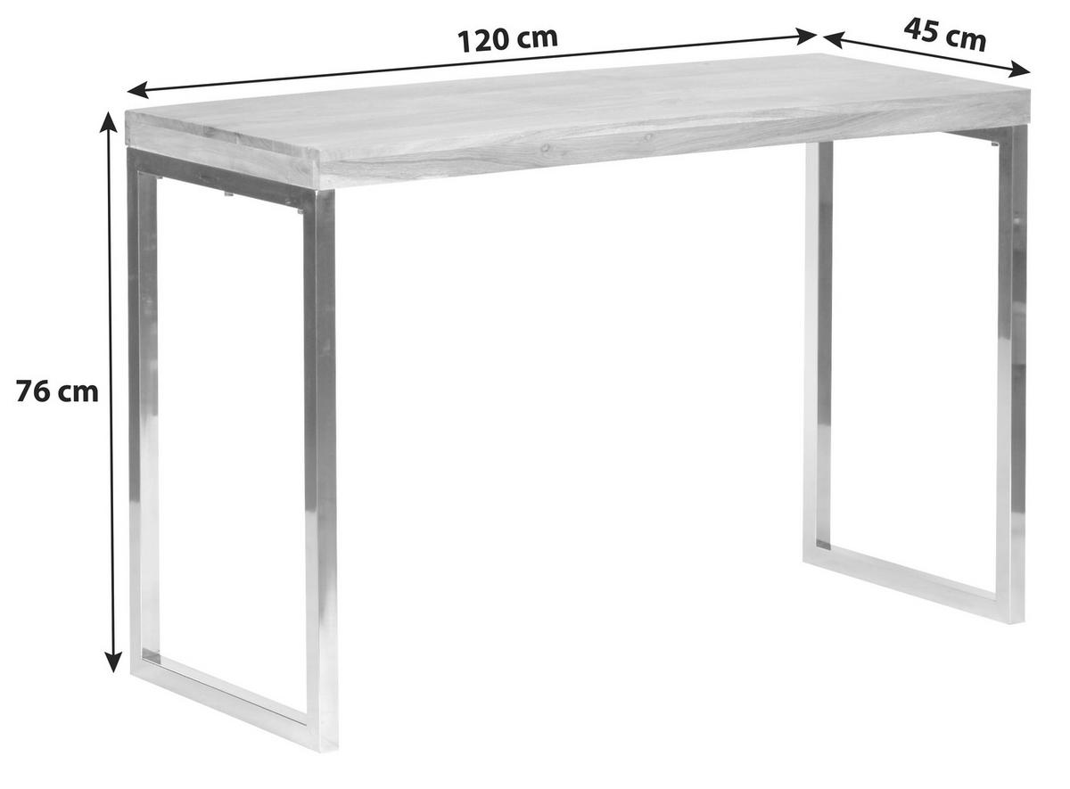 KONZOLNA MIZICA, barve akacije  - barve kroma/barve akacije, Moderno, kovina/les (120/45/76cm) - MID.YOU