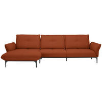 ECKSOFA in Echtleder Terracotta  - Terracotta/Schwarz, Design, Leder/Metall (182/325cm) - Valnatura