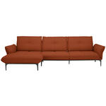 ECKSOFA in Echtleder Terracotta  - Terracotta/Schwarz, Design, Leder/Metall (182/325cm) - Valnatura