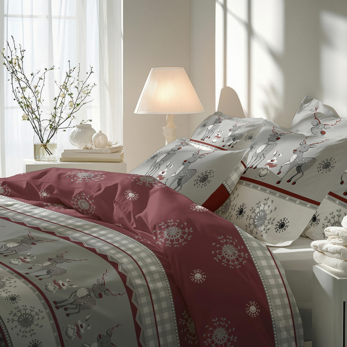 BETTWÄSCHE Flanell 140/200 cm  - Weinrot, Design, Textil (140/200cm) - Florella