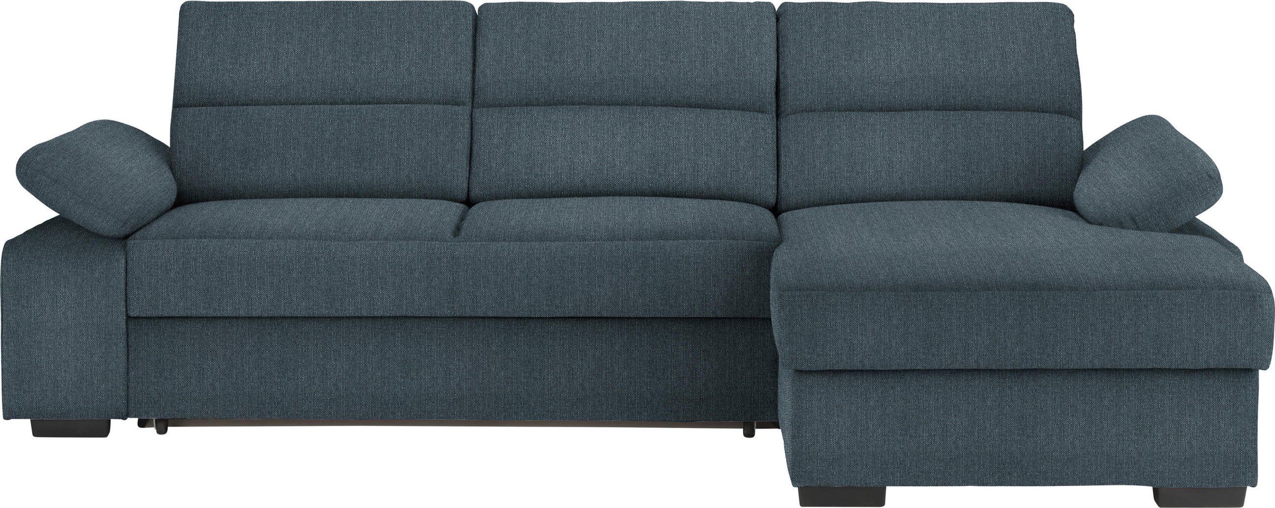 ECKSOFA in Webstoff Blau  - Blau/Dunkelbraun, Konventionell, Kunststoff/Textil (258/166cm) - Cantus