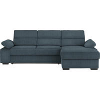 ECKSOFA in Webstoff Blau  - Blau/Dunkelbraun, Konventionell, Kunststoff/Textil (258/166cm) - Cantus
