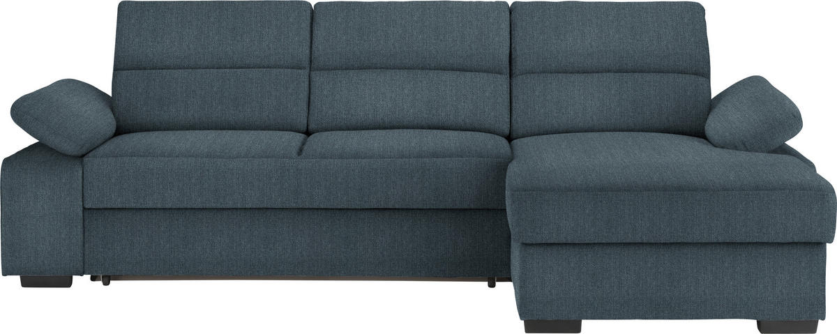 ECKSOFA in Webstoff Blau  - Blau/Dunkelbraun, Konventionell, Kunststoff/Textil (258/166cm) - Cantus