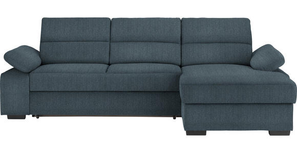 ECKSOFA in Webstoff Blau  - Blau/Dunkelbraun, KONVENTIONELL, Kunststoff/Textil (258/166cm) - Cantus