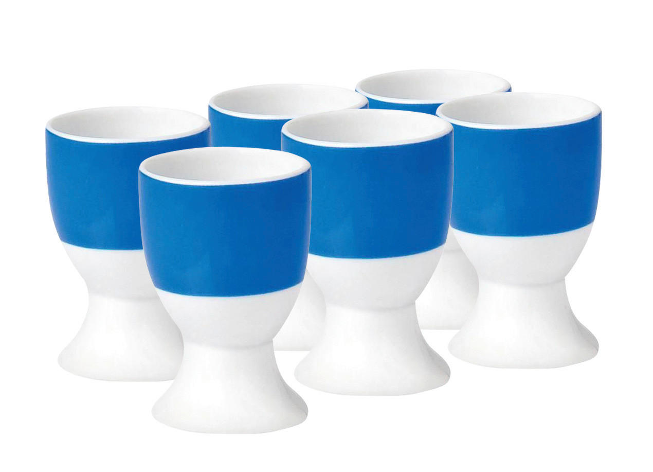 EIERBECHERSET Keramik Porzellan 6-teilig - Blau/Weiß, Basics, Keramik (16,5/7/11cm) - Van Well