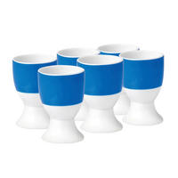 EIERBECHERSET Keramik Porzellan 6-teilig  - Blau/Weiß, Basics, Keramik (16,5/7/11cm) - Van Well