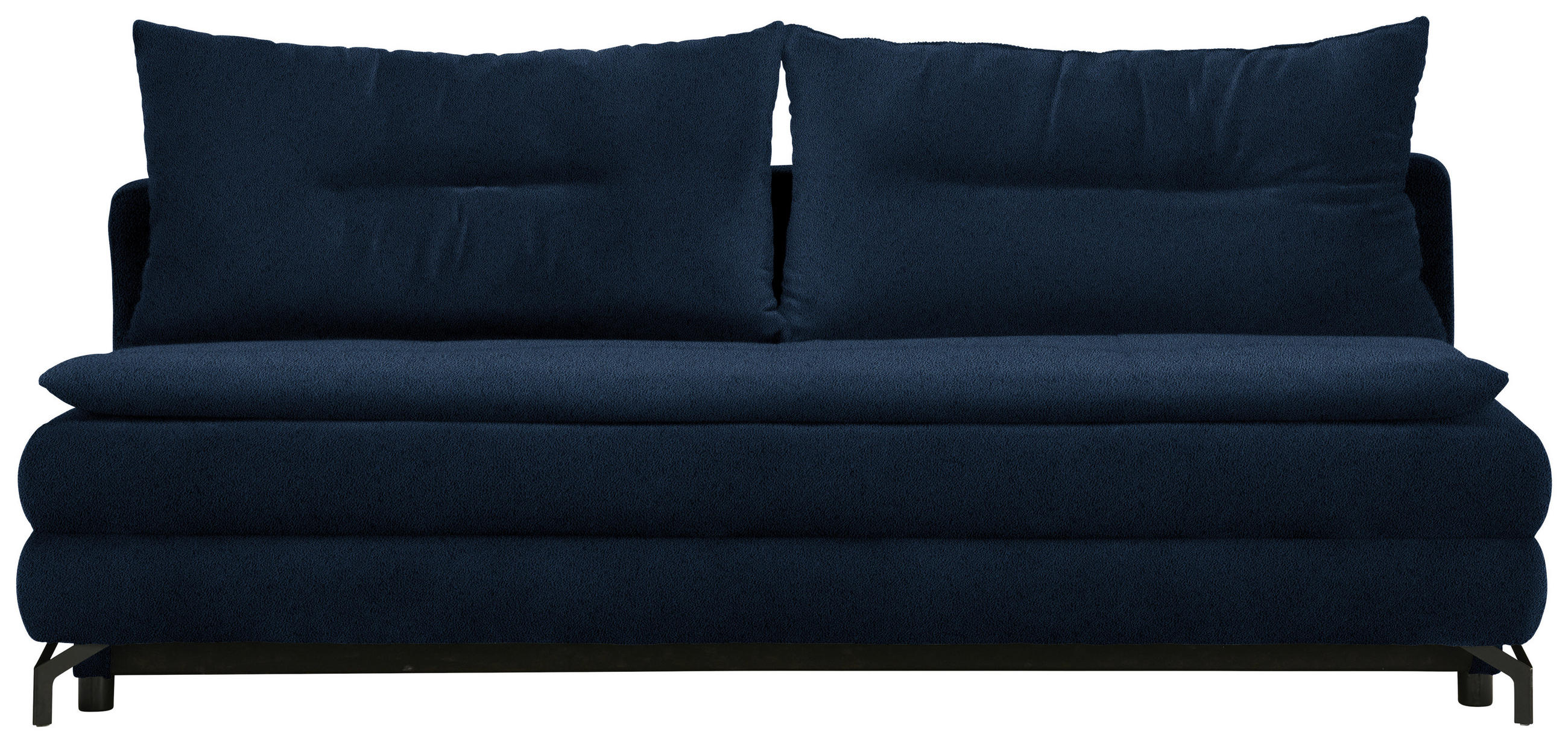 SCHLAFSOFA in Chenille, Plüsch Blau  - Blau/Schwarz, MODERN, Textil/Metall (208/73/92/102cm) - Novel