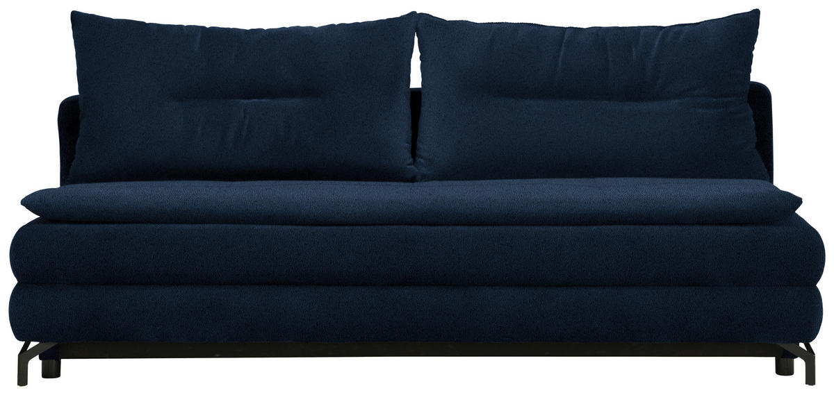 SCHLAFSOFA in Chenille, Plüsch Blau  - Blau/Schwarz, MODERN, Textil/Metall (208/73/92/102cm) - Novel