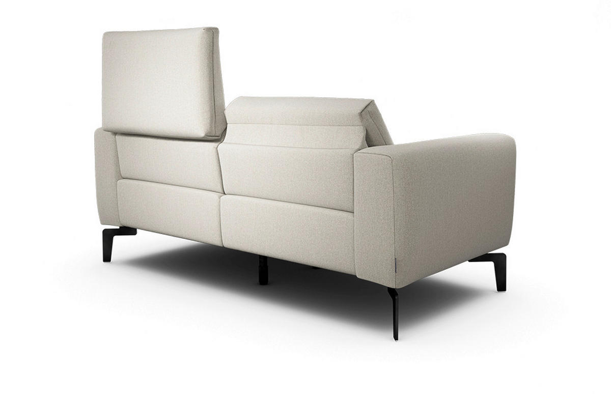 Zweisitzer inkl. Hocker Chenille Naturfarben  - Schwarz/Naturfarben, Design, Textil/Metall (180/86/86-94cm) - SENSOO