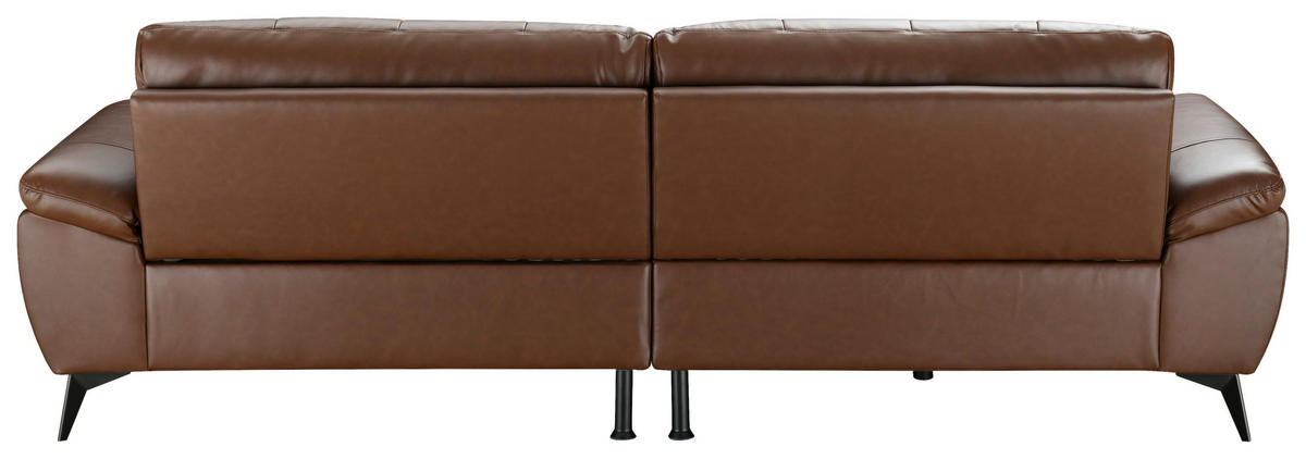 ECKSOFA in Lederlook Echtleder Braun   - Schwarz/Braun, Design, Leder/Textil (266/86/120cm) - MID.YOU