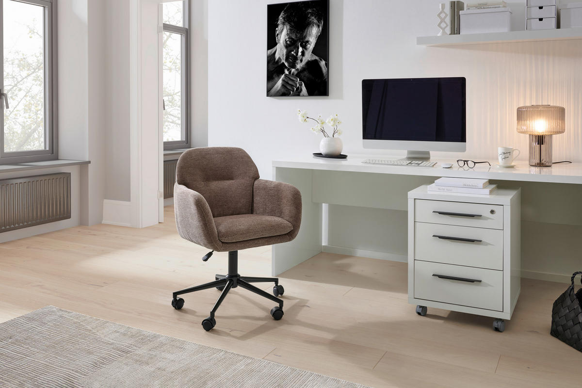 DREHSTUHL Webstoff Braun  - Schwarz/Braun, Modern, Kunststoff/Textil (55/85-95/60cm) - MID.YOU