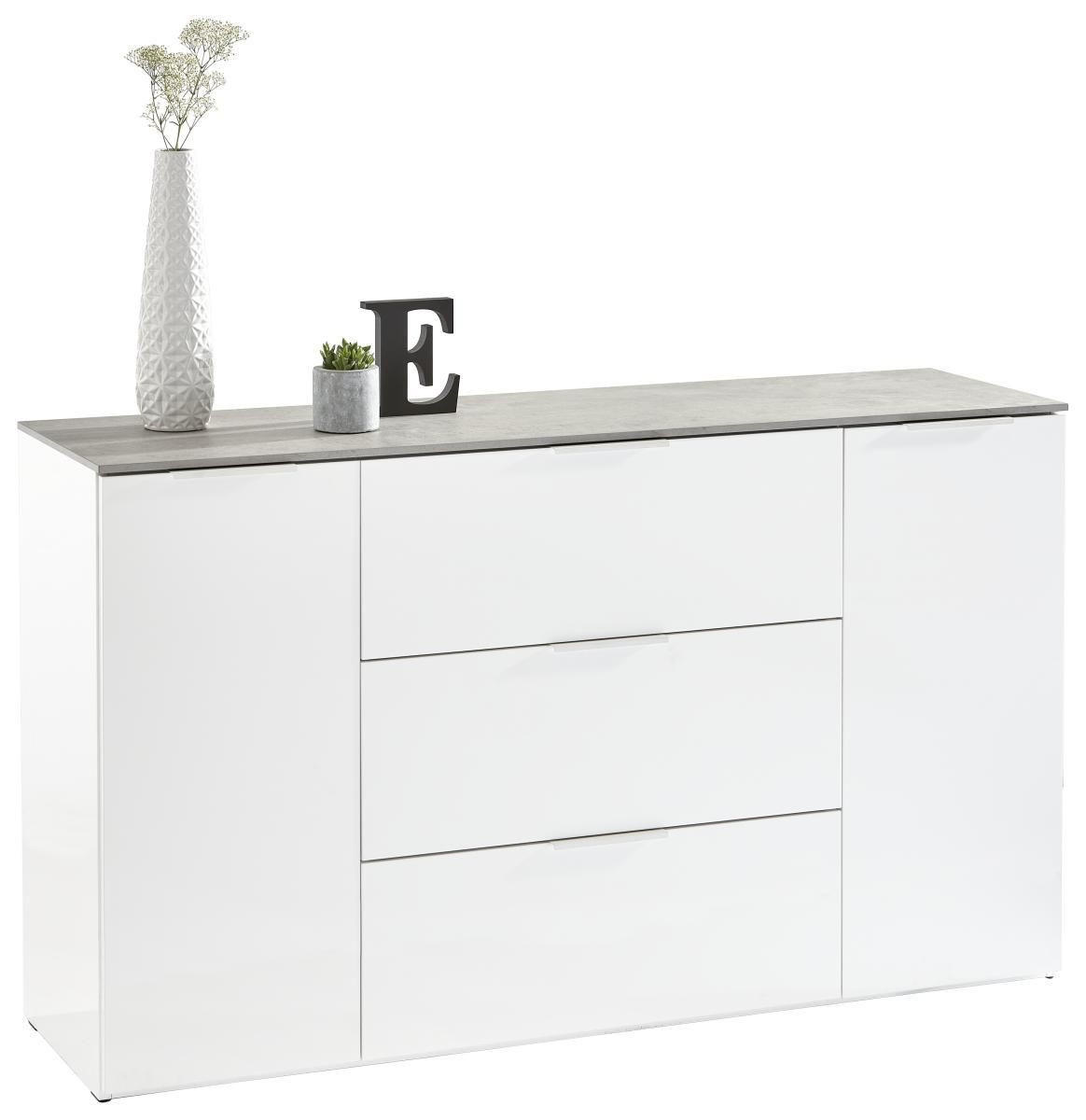 SIDEBOARD Galaverna  in 159,6/93,50/45 cm  - Weiß Hochglanz/Weiß, Design, Holzwerkstoff/Metall (159,6/93,50/45cm) - Carryhome