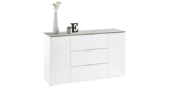 SIDEBOARD Grau, Weiß Hochglanz  - Weiß Hochglanz/Weiß, Design, Holzwerkstoff/Metall (159,6/93,50/45cm) - Carryhome