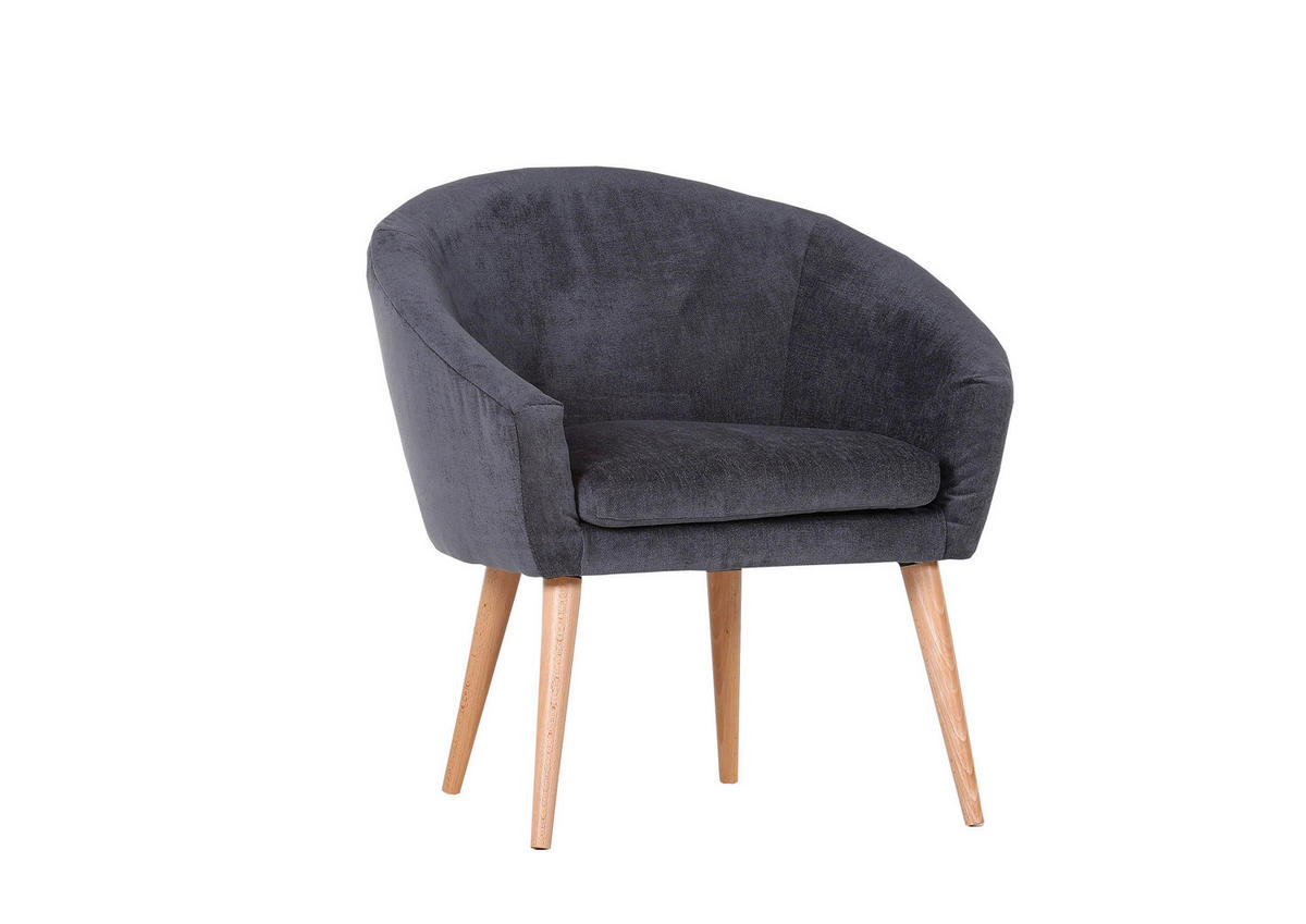 FOTELJA 73/73/66 cm , siva  - siva/prirodna boja, Dizajnerski, tekstil/drvo (73/73/66cm) - Carryhome