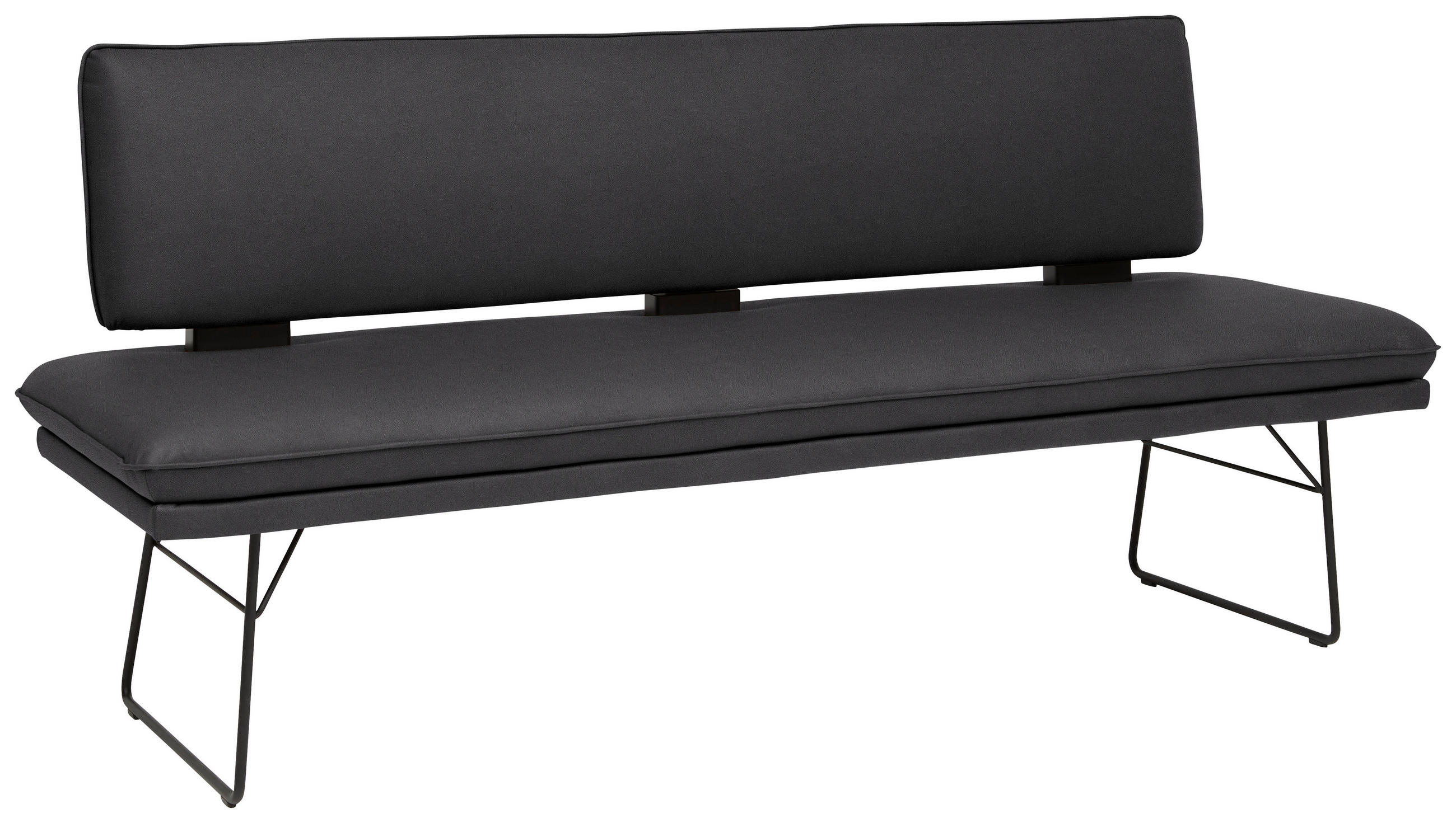 SITZBANK in Metall, Textil Schwarz  - Schwarz, Design, Textil/Metall (195/91/65cm) - Dieter Knoll