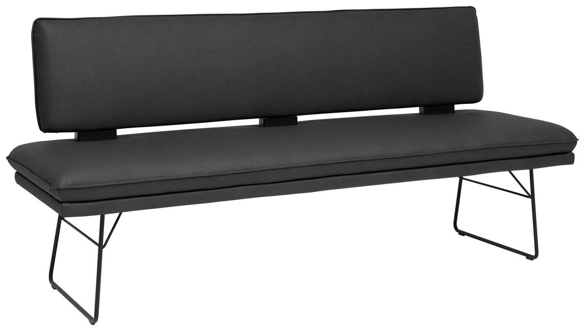 SITZBANK in Metall, Textil Schwarz  - Schwarz, Design, Textil/Metall (195/91/65cm) - Dieter Knoll