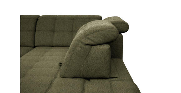 ECKSOFA in Webstoff Olivgrün 216/297 cm - Schwarz/Olivgrün, Design, Holz/Textil (216/297cm) - Xora