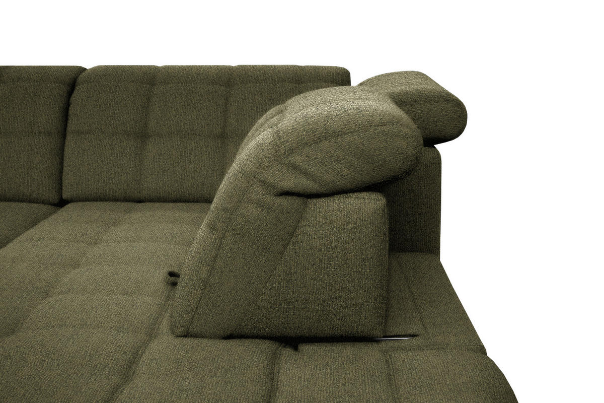 ECKSOFA in Webstoff Olivgrün  - Schwarz/Olivgrün, Design, Holz/Textil (216/297cm) - Xora