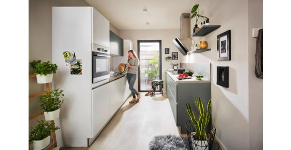 EINBAUKÜCHE   - Weiß/Grau, Design, Holzwerkstoff - Dieter Knoll