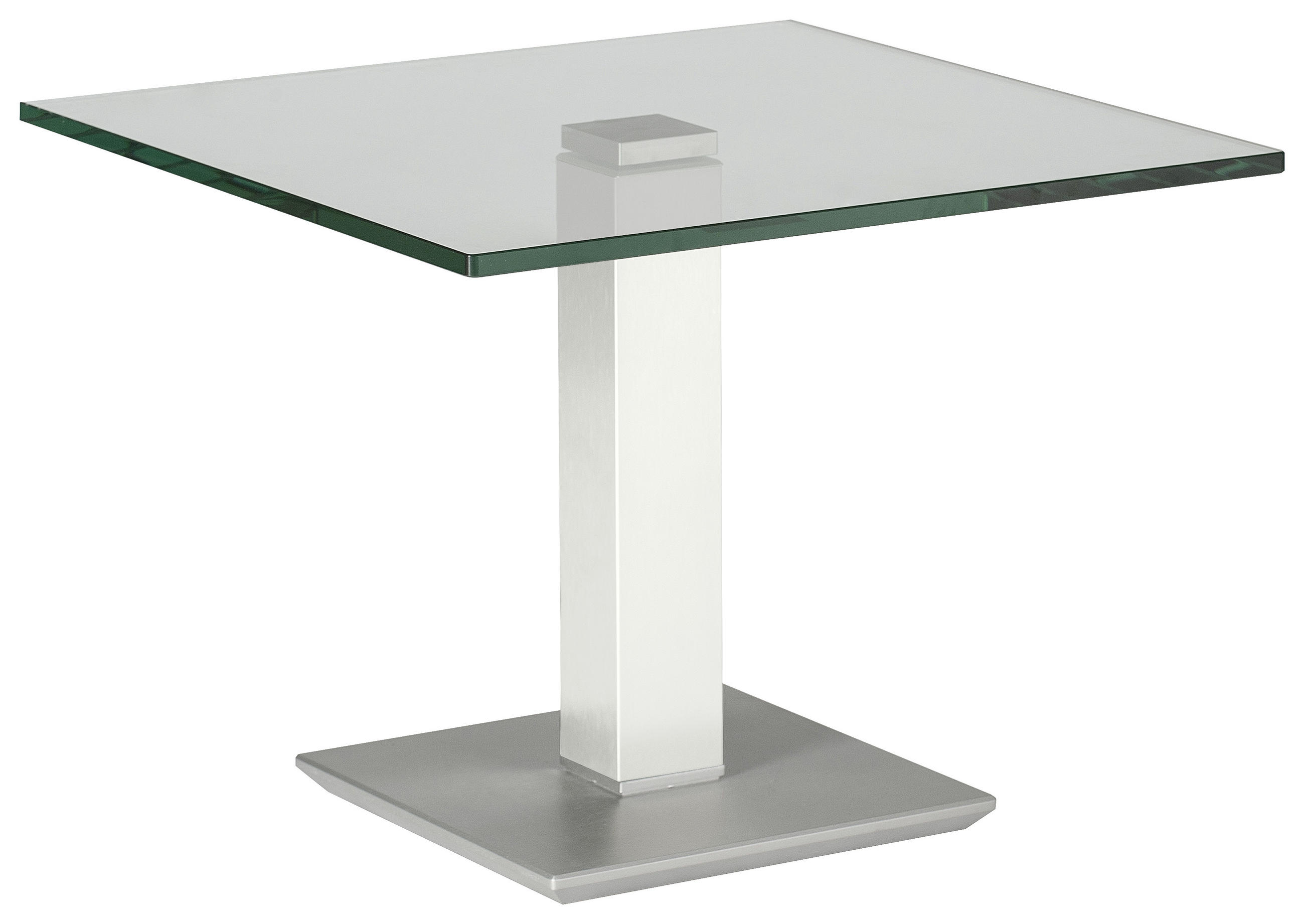BEISTELLTISCH 60/60/46-65 cm Weiß, Edelstahlfarben quadratisch  - Edelstahlfarben/Weiß, Design, Glas/Kunststoff (60/60/46-65cm)