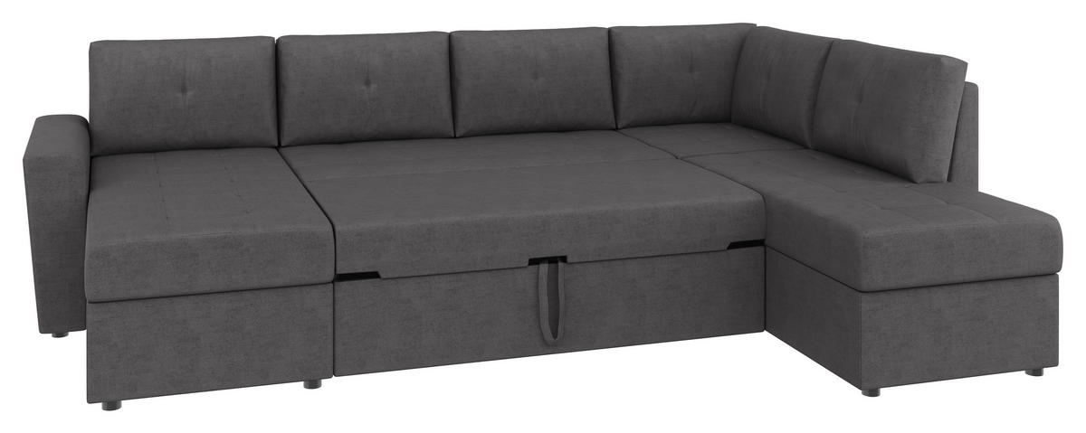 WOHNLANDSCHAFT TERMOLI in Jacquard Grau  - Schwarz/Grau, Design, Kunststoff/Textil (155/297/212cm) - MID.YOU