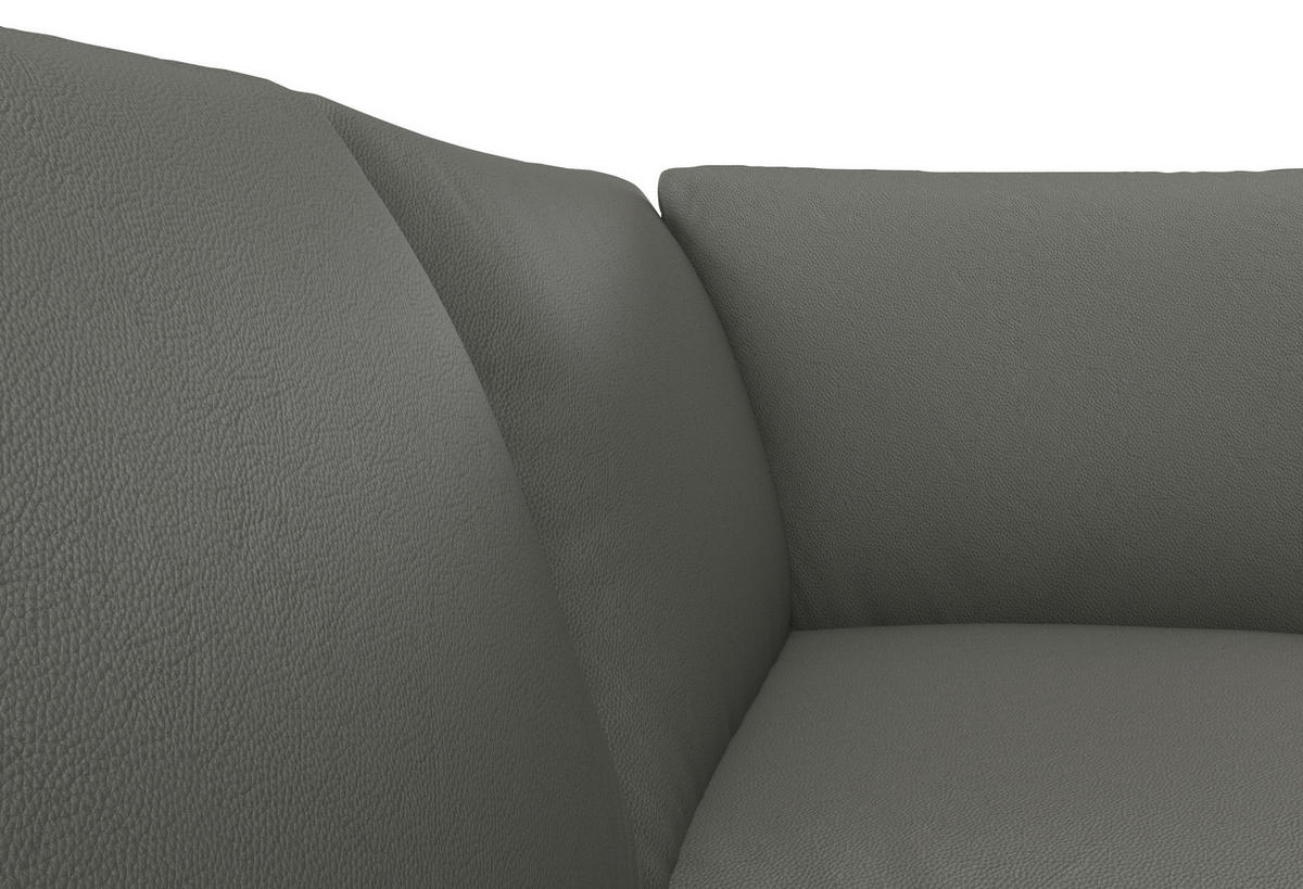ECKSOFA Dunkelgrau Echtleder  - Dunkelgrau/Schwarz, Design, Leder/Metall (247/225cm) - Livetastic
