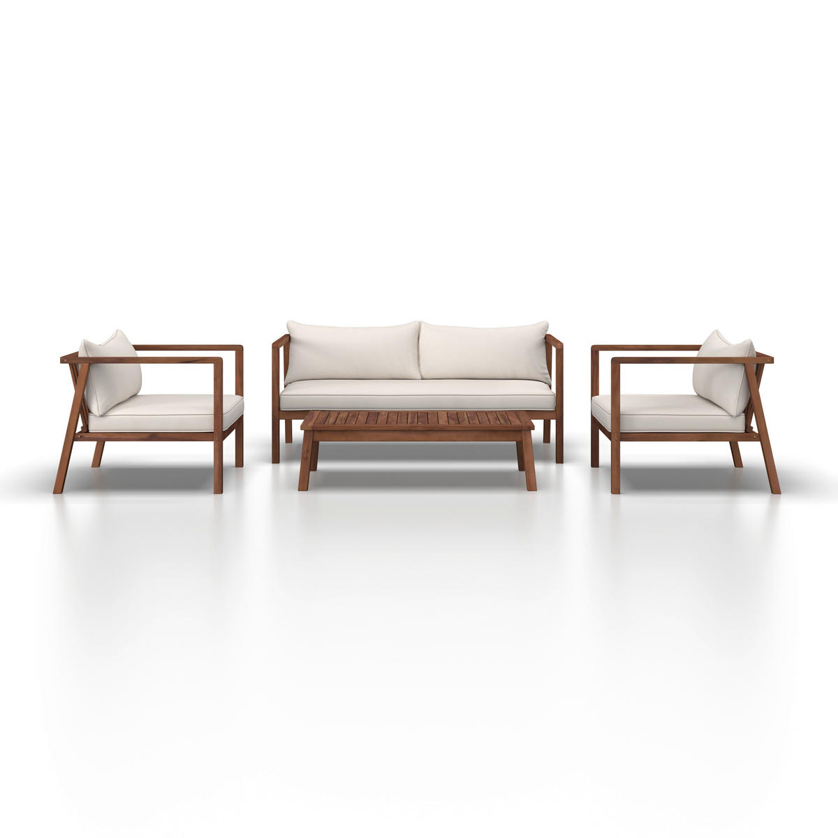 LOUNGE GARNITURA 11 delova  - boja akacije/prirodna boja, Moderno, drvo/tekstil (150/70/79cm) - Bessagi Garden