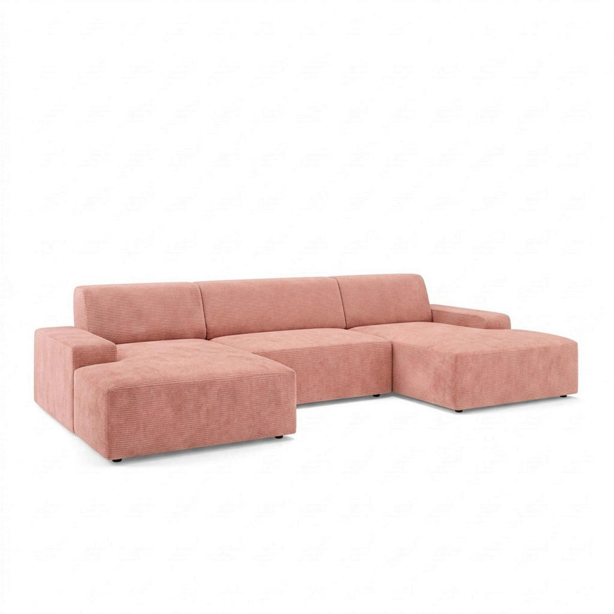 WOHNLANDSCHAFT Cord Pink  - Pink/Schwarz, Modern, Kunststoff/Textil (162/329/162cm) - Trendmanufaktur
