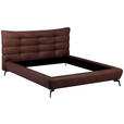 POLSTERBETT 180/200 cm,  in Dunkelbraun, gepolstertes Kopfteil,  - Dunkelbraun/Schwarz, Design, Leder/Metall (180/200cm) - Esposa