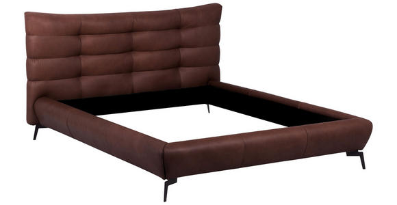 POLSTERBETT 180/200 cm,  in Dunkelbraun, gepolstertes Kopfteil,  - Dunkelbraun/Schwarz, Design, Leder/Metall (180/200cm) - Esposa