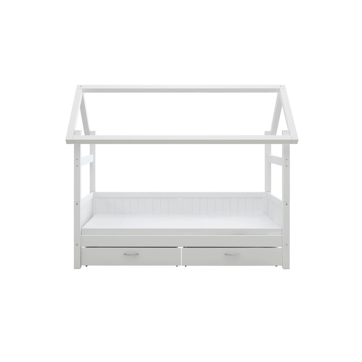 HAUSBETT 90/200 cm,  in Weiß, Rollrost, Bettschublade  - Weiß, MODERN, Holz (90/200cm) - Chameo