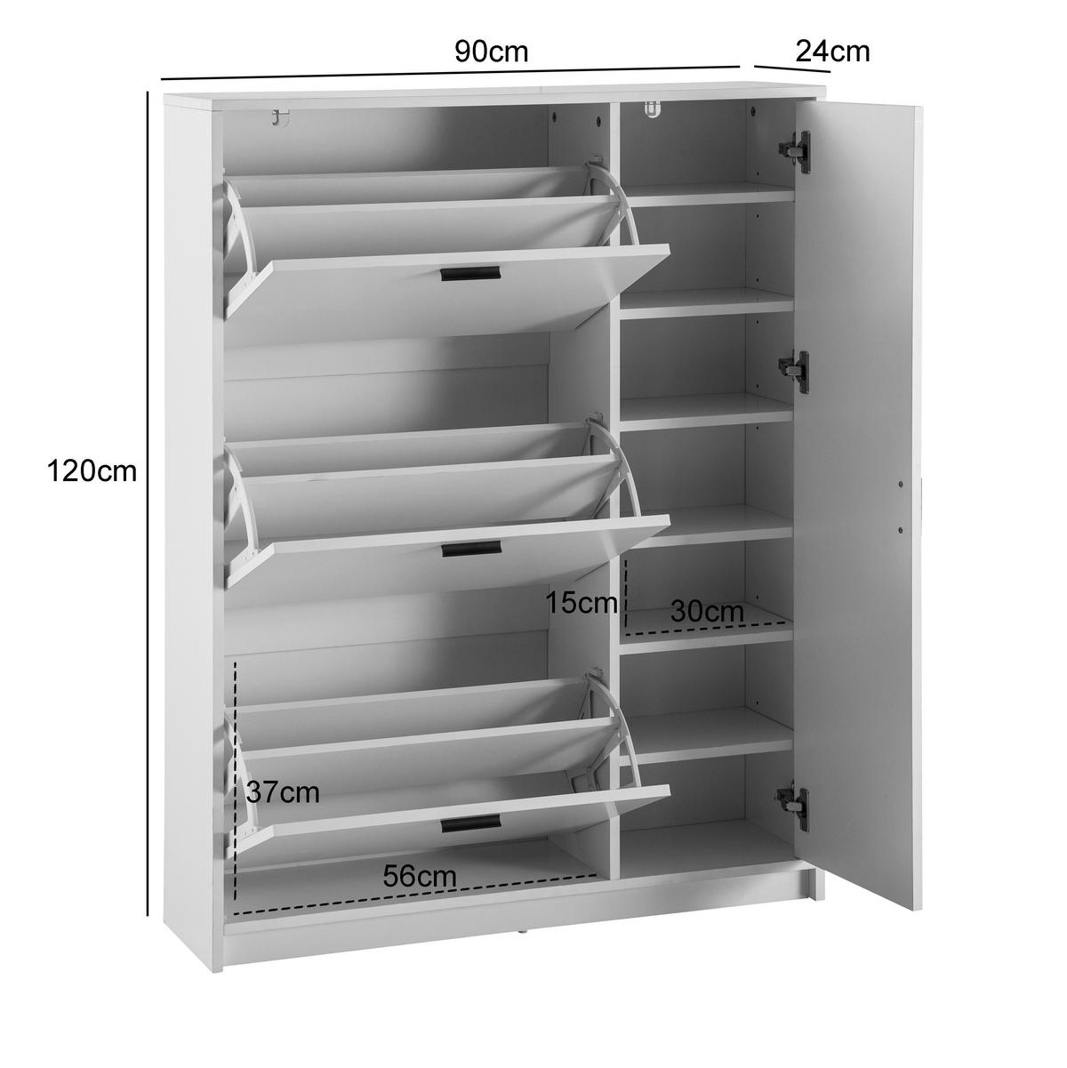 ORMAR ZA OBUĆU  bijela  drvni materijal     - bijela/crna, Design, drvni materijal/metal (90/120/24cm) - MID.YOU