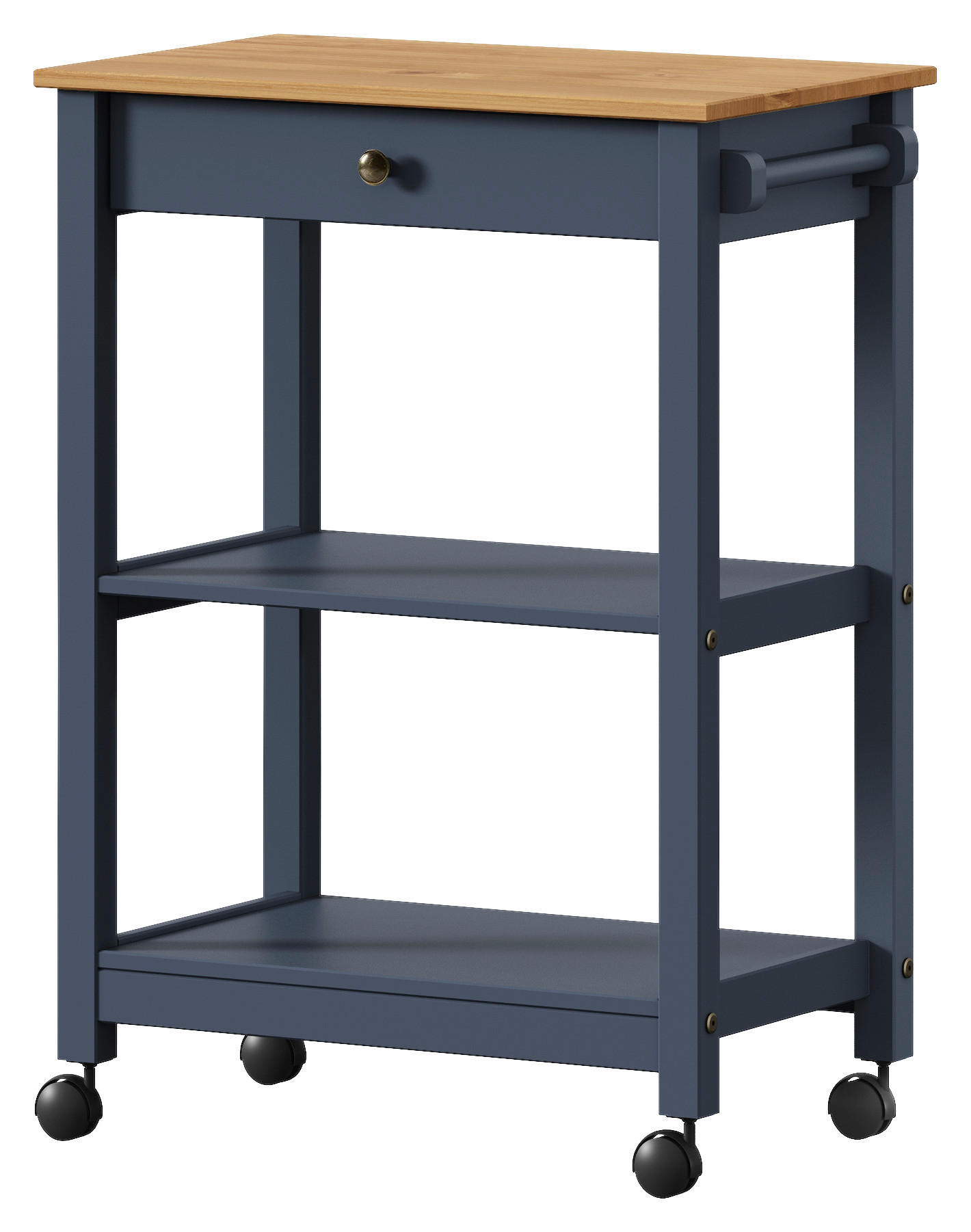 SERVIERWAGEN Pinie massiv Braun, Dunkelgrau  - Dunkelgrau/Zinkfarben, MODERN, Holz/Kunststoff (65/90,6/40cm) - Livetastic