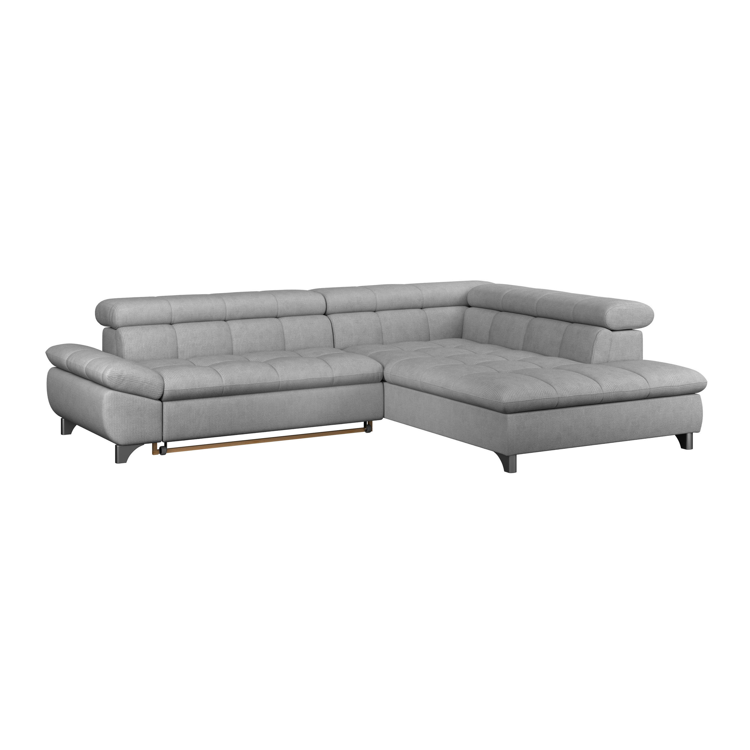 ECKSOFA Dunkelgrau Chenille  - Chromfarben/Dunkelgrau, KONVENTIONELL, Textil/Metall (312/234cm) - Livetastic