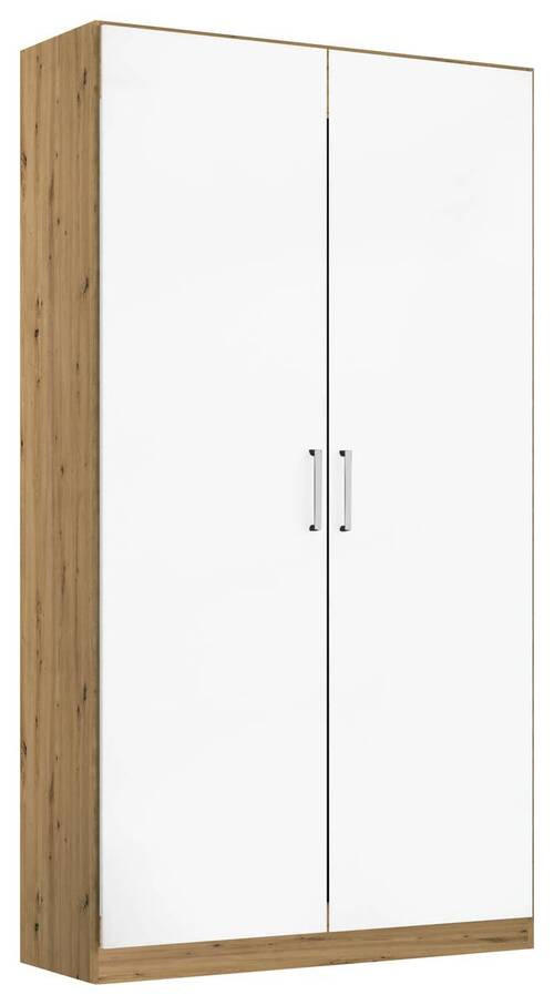 DREHTÜRENSCHRANK 91/210/54 cm 2-türig Eiche Artisan, Weiß Hochglanz  - Chromfarben/Weiß Hochglanz, MODERN, Holzwerkstoff/Kunststoff (91/210/54cm) - Rauch Möbel