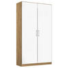 GARDEROB MED GÅNGJÄRN 91/210/54 cm 2-dörrar - kromfärg/vit högglans, Modern, trämaterial/plast (91/210/54cm) - Rauch Möbel