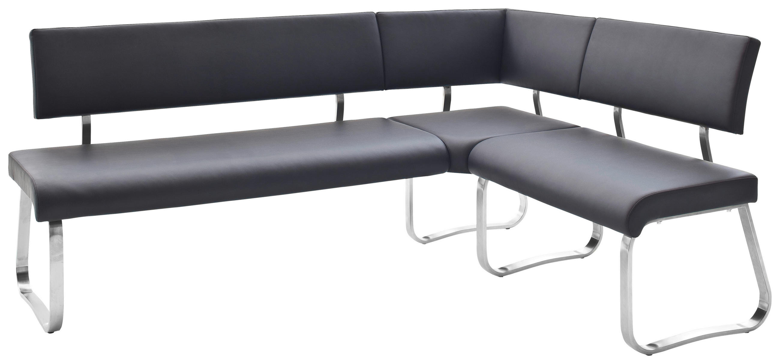 ROHOVÁ LAVICE, černá, barvy nerez oceli - černá/barvy nerez oceli, Design, kov/kůže (200/150cm) - Livetastic