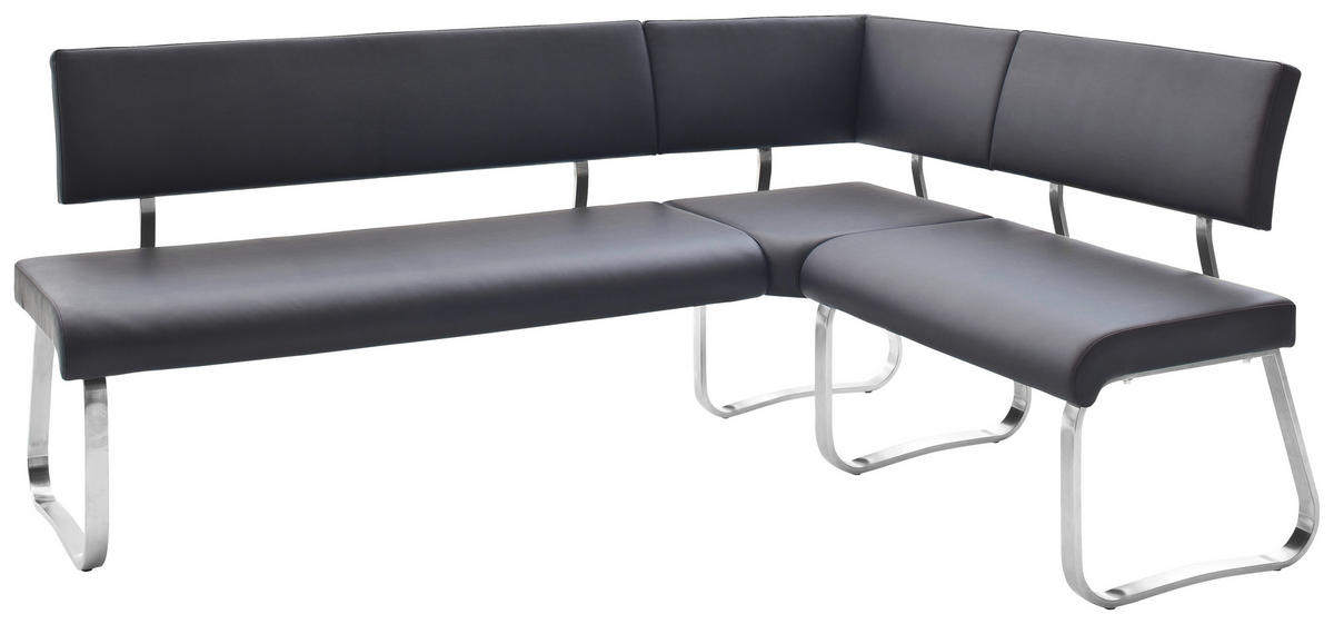 ROHOVÁ LAVICA, čierna, farba ušľachtilej ocele - čierna/farba ušľachtilej ocele, Design, kov/koža (200/150cm) - Livetastic