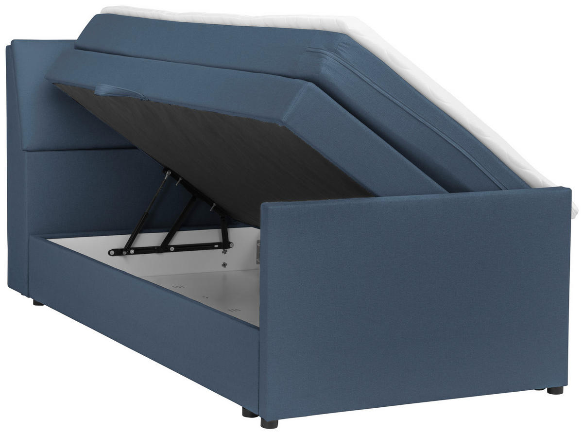 BOXSPRINGBETT 120/200 cm  in Blaugrau  - Blaugrau/Schwarz, MODERN, Holz/Textil (120/200cm) - MID.YOU