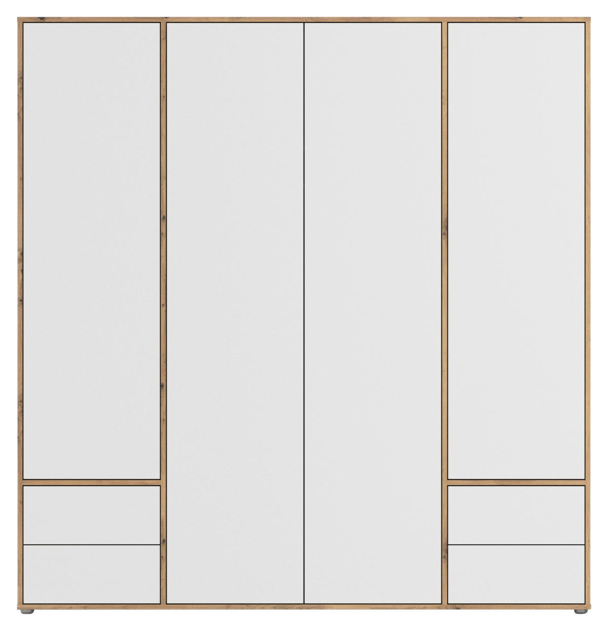 DREHTÜRENSCHRANK in Weiss, Eiche Artisan  - Weiss/Eiche Artisan, Modern, Holzwerkstoff (187/194/53cm) - Rauch Möbel