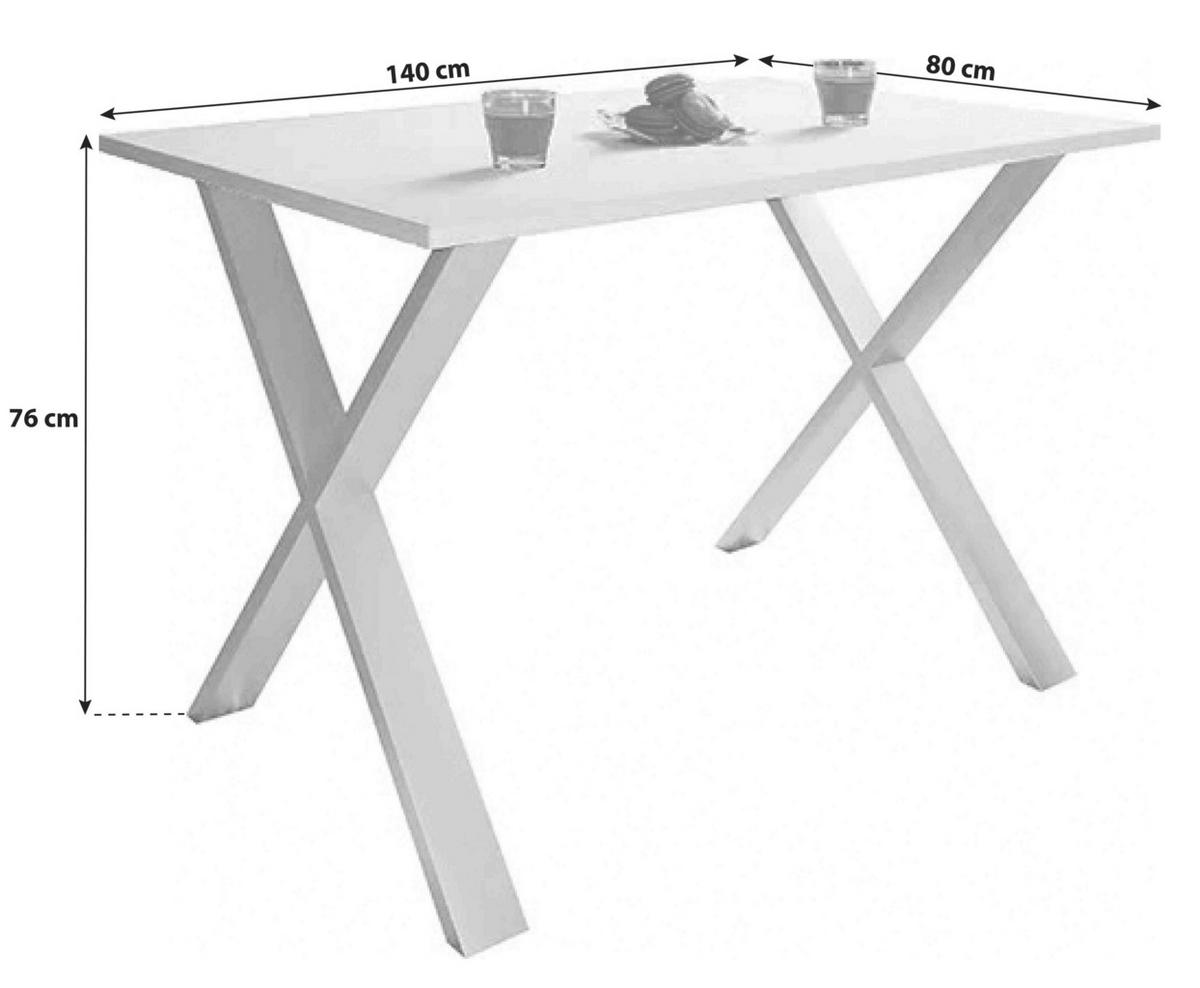ESSTISCH in Holzwerkstoff   - Schwarz/Weiß, Basics, Holzwerkstoff (140/80/76cm) - MID.YOU