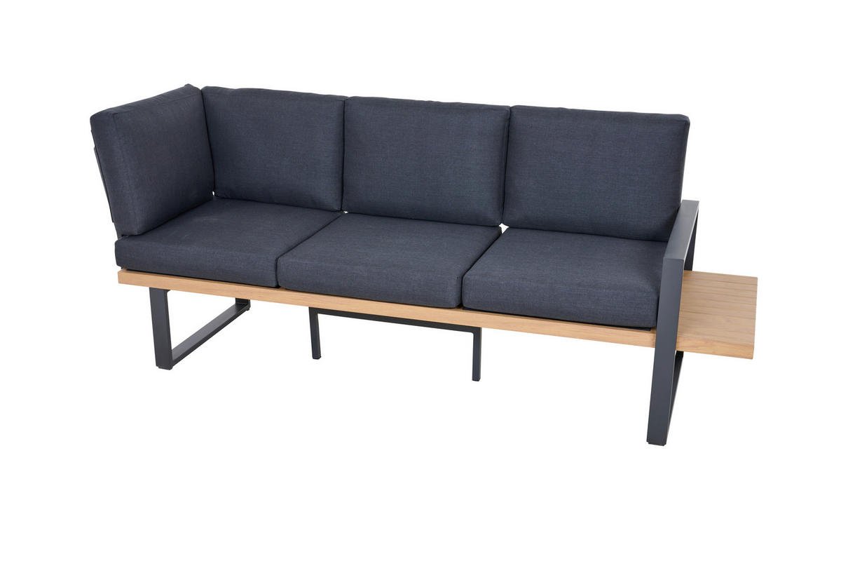LOUNGEGARNITUR 2-teilig   73,5/78,5/155 cm Aluminium  - Anthrazit/Teakfarben, Basics, Textil/Metall (73,5/78,5/155cm) - Siena Garden