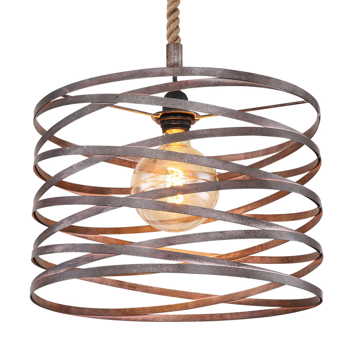 HÄNGELEUCHTE 40/119 cm   - Rostfarben/Schwarz, Basics, Naturmaterialien/Metall (40/119cm) - Globo