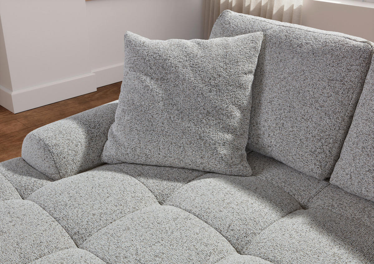 Ecksofa mit Funktion Greige Flachgewebe Zierkissen, Rückenkissen, Bettkasten, Schlaffunktion, Rücken echt, Liegefläche im Originalstoff  - Greige/Schwarz, KONVENTIONELL, Kunststoff/Textil (190/277cm) - Carryhome