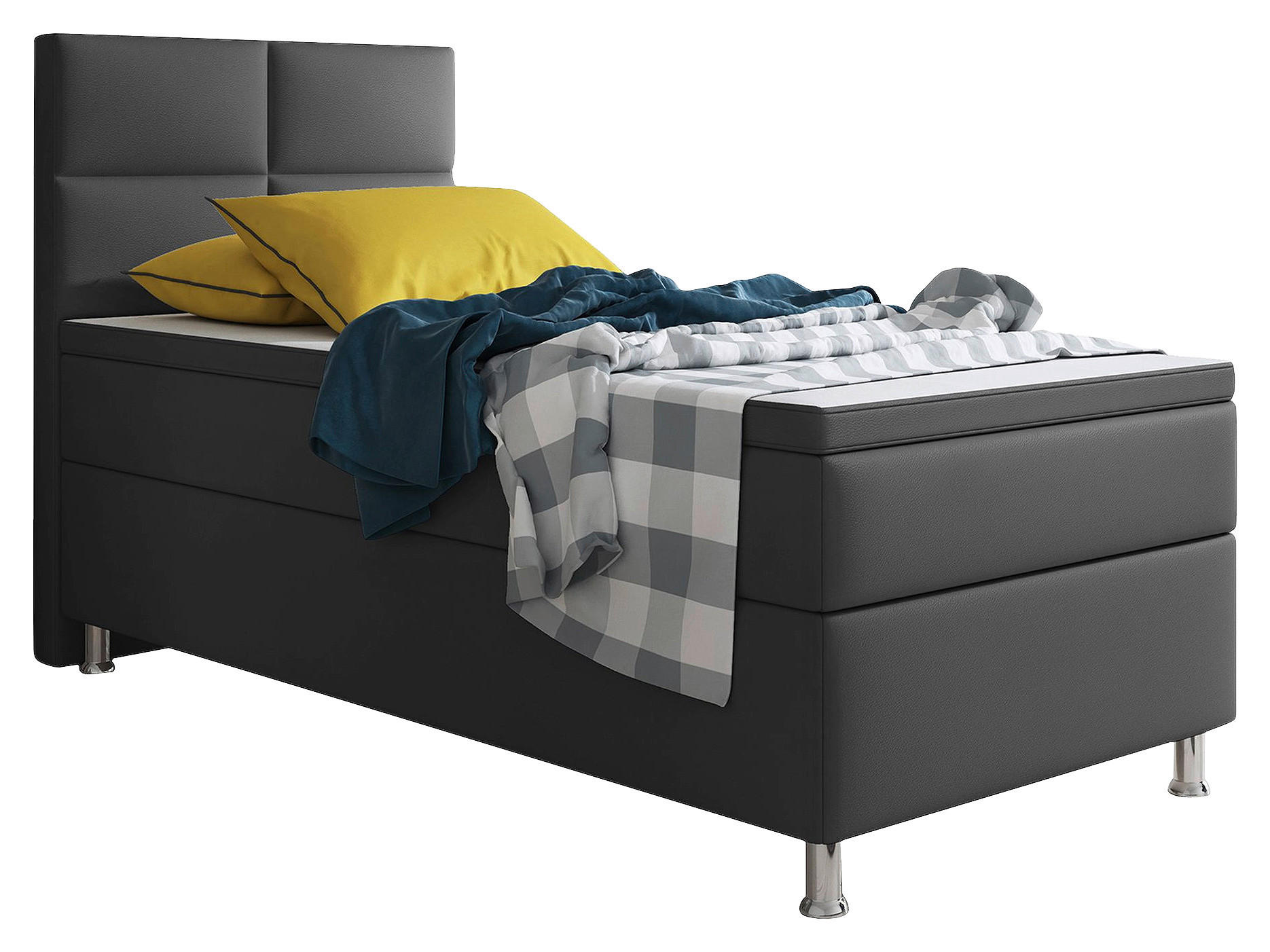 Boxspringbett mit Topper Lederlook 90x210 Miami