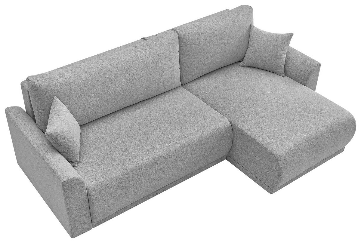 ECKSOFA KIMMY Hellgrau Flachgewebe Zierkissen, Rückenkissen, Bettkasten  - Hellgrau/Schwarz, Design, Kunststoff/Textil (233/146cm) - P & B
