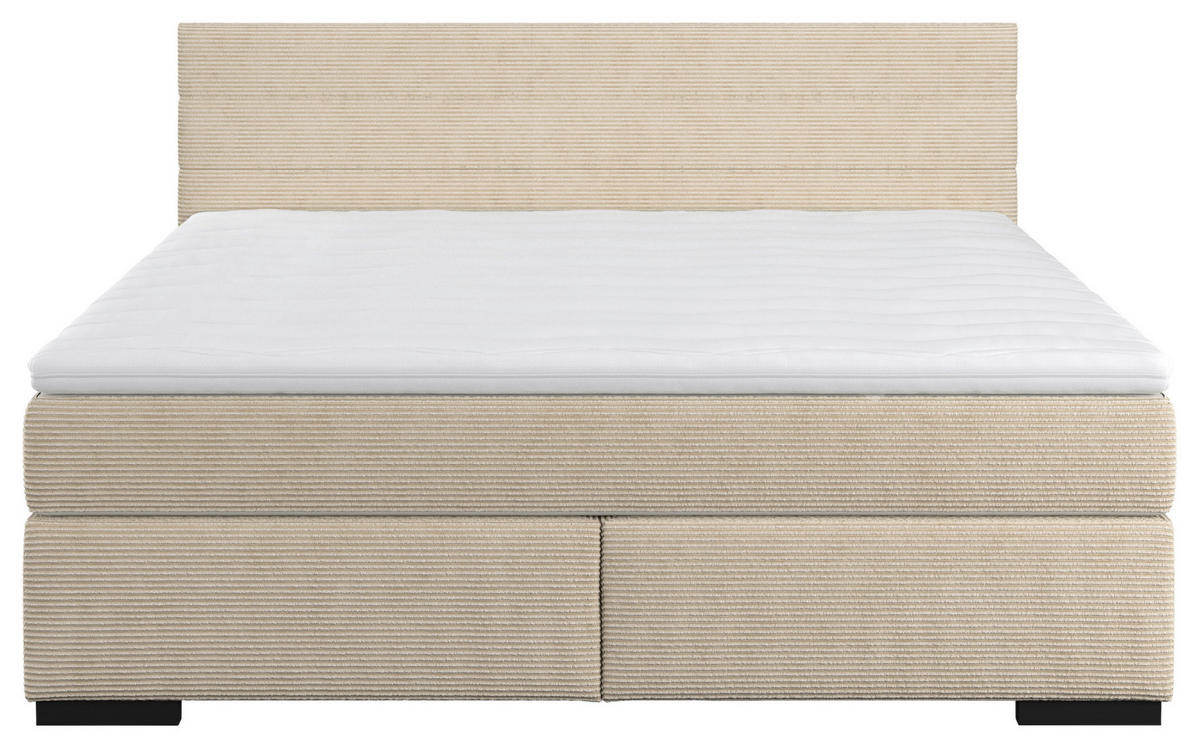 BOXBETT 180/200 cm  in Creme  - Creme/Schwarz, KONVENTIONELL, Holzwerkstoff/Textil (180/200cm) - MID.YOU