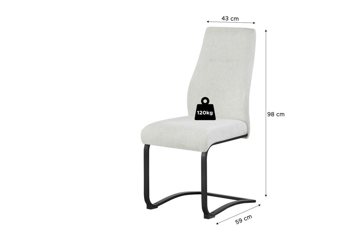 SCHWINGSTUHL-SET 2 Stück  in Webstoff  - Creme/Schwarz, MODERN, Textil/Metall (43/98/59cm) - MID.YOU